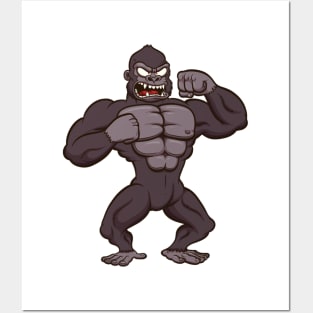 Angry Gorilla Beating His Chest Posters and Art